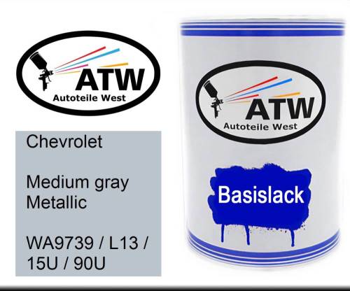Chevrolet, Medium gray Metallic, WA9739 / L13 / 15U / 90U: 500ml Lackdose, von ATW Autoteile West.